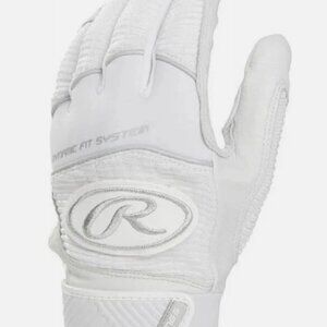 Rawlings Workhorse Batting Glove Pair - White Youth Medium